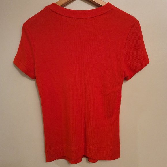 Theory Tiny Tee in Ribbed Cotton - Tomato - Picture 2 of 4